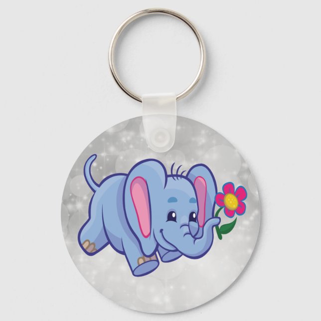 Cute cartoon elephant key ring (Front)