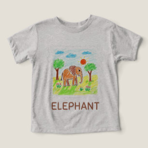 Cute Cartoon Elephant - Kids Animal Art