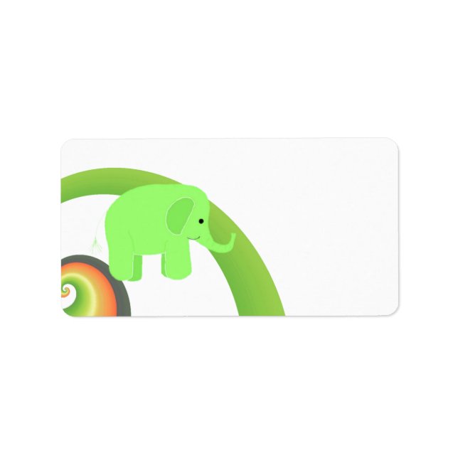 Cute Cartoon Elephant Label (Front)