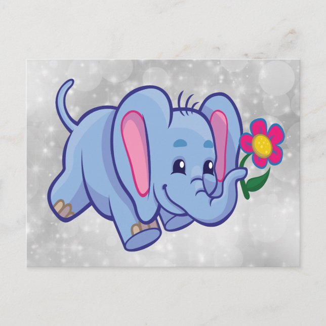Cute cartoon elephant postcard (Front)