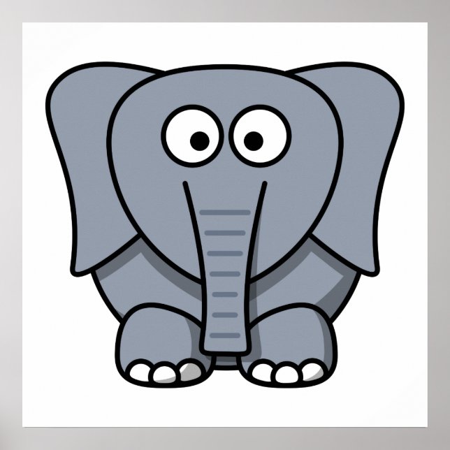 Cute Cartoon Elephant Poster (Front)