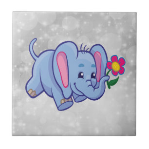 Cute cartoon elephant tile