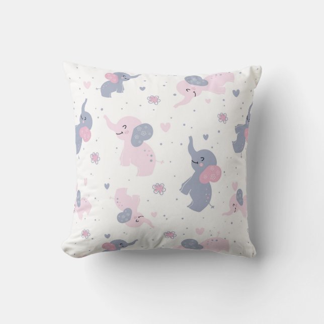 Cute cartoon elephants pattern cushion (Front)