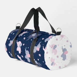 Cute cartoon elephants pattern duffle bag
