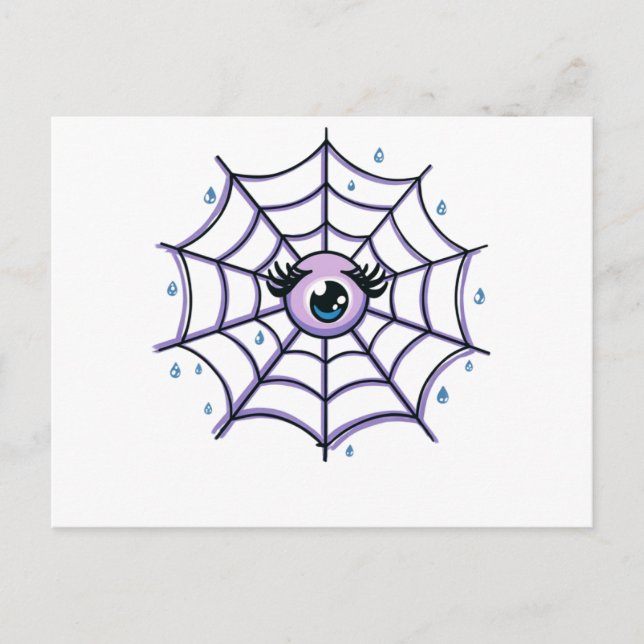 Cute Cartoon Eye in a Sparkly Web Postcard (Front)