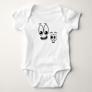 Cute Cartoon Face Emoticons – Thinking & Smiling E Baby Bodysuit