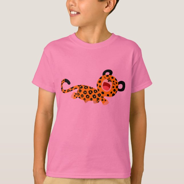 Cute Cartoon Facetious Leopard Children T-Shirt (Front)