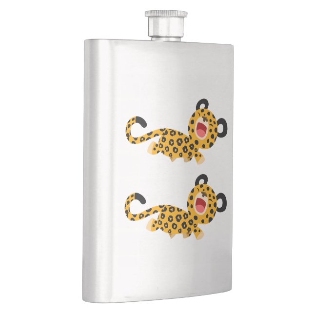 Cute Cartoon Facetious Leopard Classic Flask (Right)
