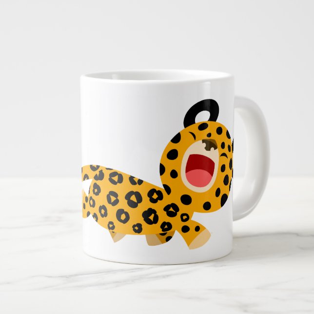 Cute Cartoon Facetious Leopard Jumbo Mug (Front Right)