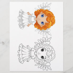 Cute Cartoon fairy girl colouring page