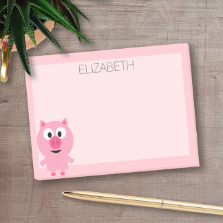 Cute Cartoon Farm Pig - Pink and Blush Post-it Notes