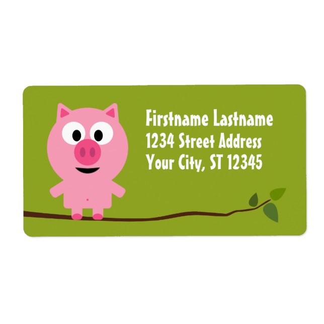Cute Cartoon Farm Pig - Pink and Lime Green (Front)