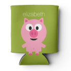 Cute Cartoon Farm Pig - Pink and Lime Green