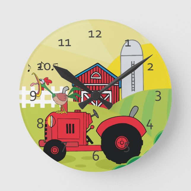 Cute Cartoon Farm Round Clock (Front)