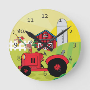 Cute Cartoon Farm Round Clock