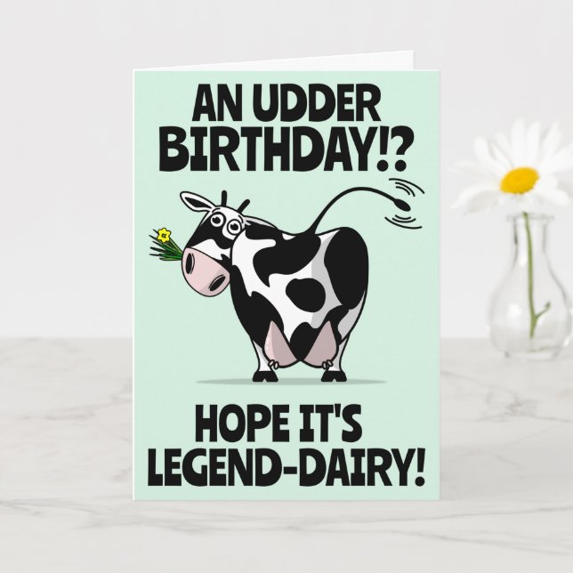 Cute Cartoon Farmyard Cow Happy Birthday Card (Small Plant)