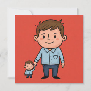 Cute Cartoon Father & Son Happy Father's Day Card