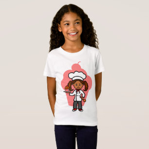 Cute Cartoon Female Chef Holding Cupcake T-Shirt