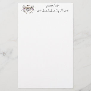 Cute Cartoon Ferret Face Stationery