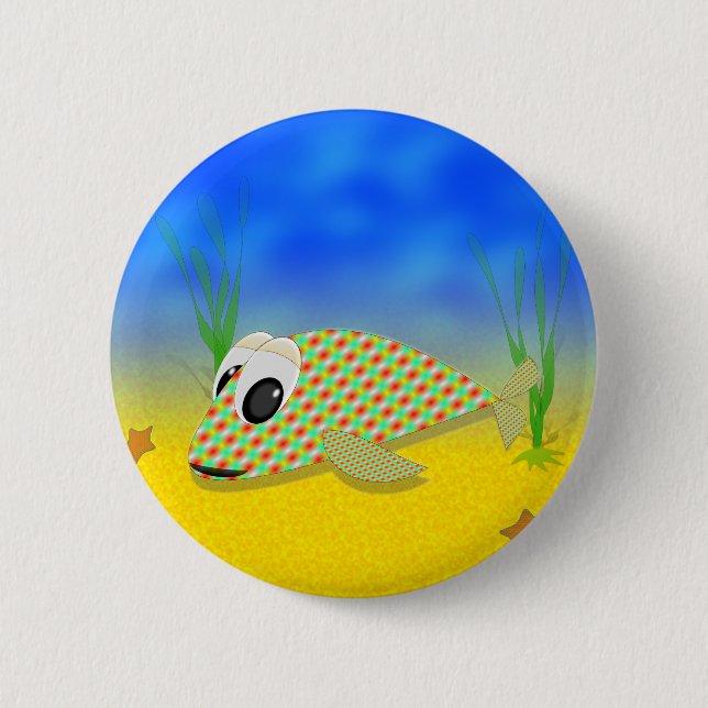 Cute Cartoon Fish 6 Cm Round Badge (Front)