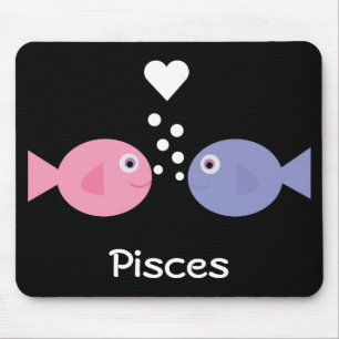 Cute cartoon fish black Pisces mousepad