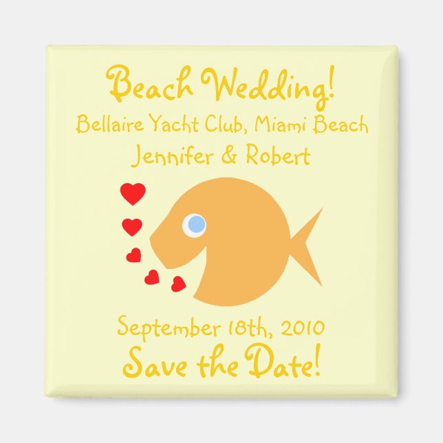 Cute Cartoon Fish Save The Date Beach Wedding Magnet (Front)