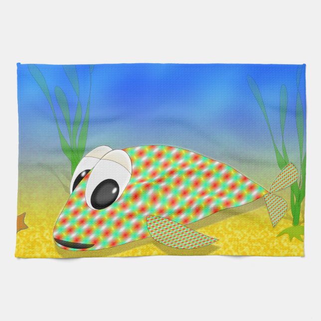 Cute Cartoon Fish Tea Towel (Horizontal)