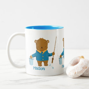Cute Cartoon Fishing Brown Bear Kid Mug