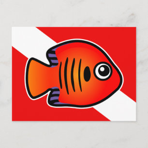 Cute Cartoon Flame Angelfish Dive Flag Postcard