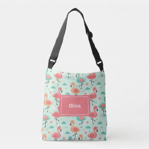 Cute Cartoon Flamingo Pattern Crossbody Bag