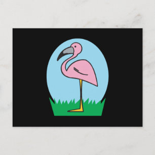 cute cartoon flamingo postcard