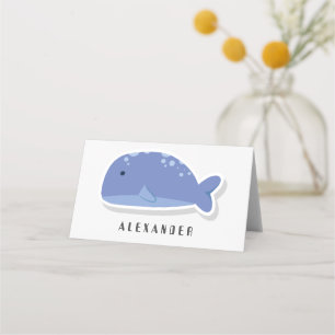 Cute cartoon flat sticker Whale Personalised  Place Card