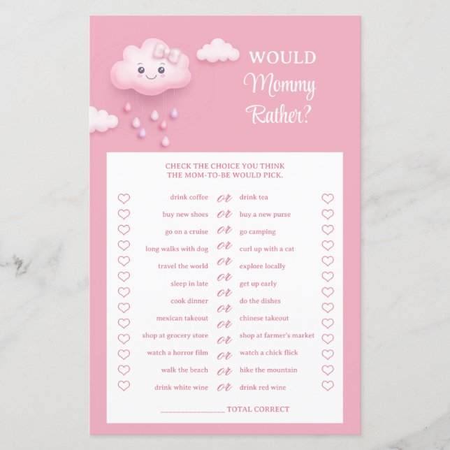 Cute cartoon fluffy white cloud Would Mummy Rather (Front)