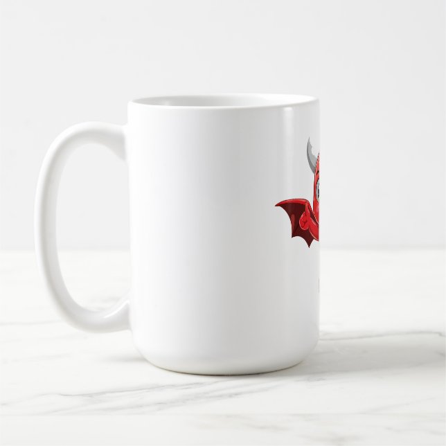 Cute cartoon flying devil coffee mug (Left)