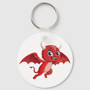 Cute cartoon flying devil key ring
