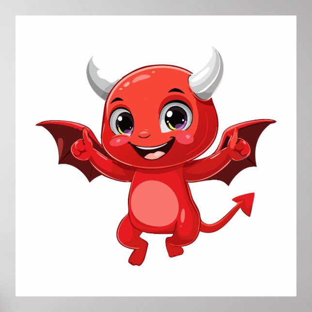 Cute cartoon flying devil poster (Front)