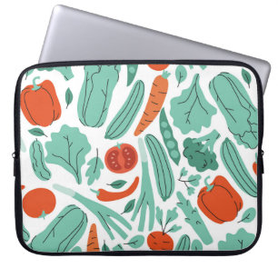 Cute Cartoon Food: Vibrant Vegetables Pattern Laptop Sleeve