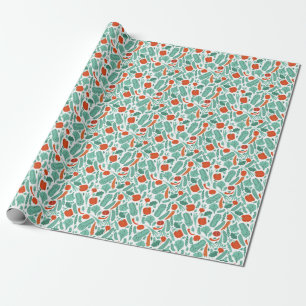 Cute Cartoon Food: Vibrant Vegetables Pattern Wrapping Paper