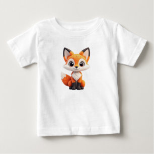 Cute Cartoon Fox 3D Toy Mascot Sitting And Smiling Baby T-Shirt