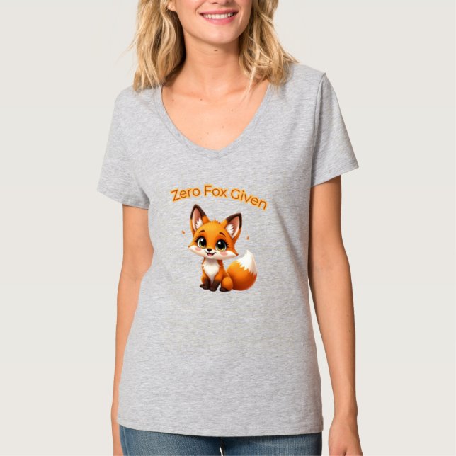 Cute Cartoon Fox – Adorable Kawaii Style T-Shirt (Front)