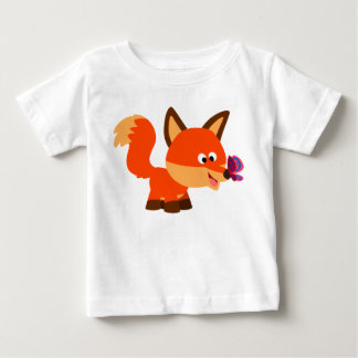 Cute Cartoon Fox And Butterfly Baby T-Shirt