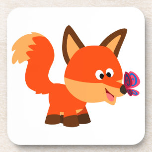 Cute Cartoon Fox And Butterfly Coasters Set