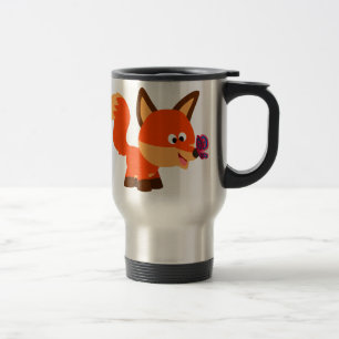 Cute Cartoon Fox And Butterfly Commuter Mug