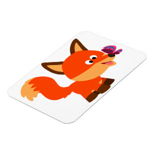 Cute Cartoon Fox And Butterfly Flexible Magnet