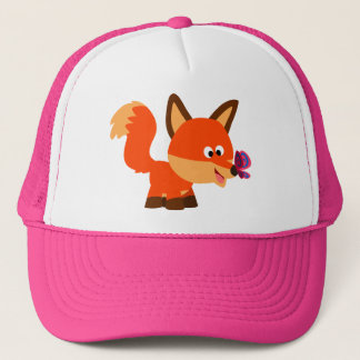 Cute Cartoon Fox And Butterfly Hat
