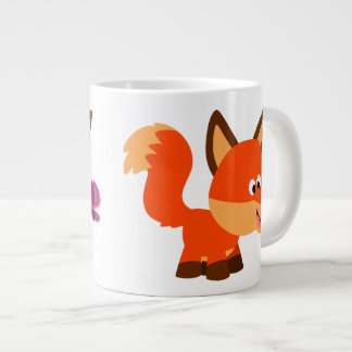 Cute Cartoon Fox And Butterfly Jumbo Mug