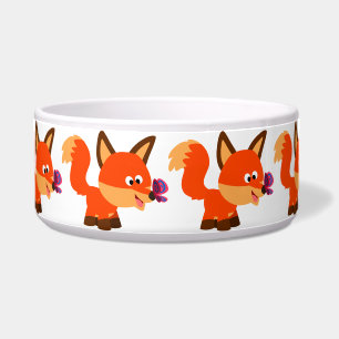 Cute Cartoon Fox And Butterfly Pet Bowl