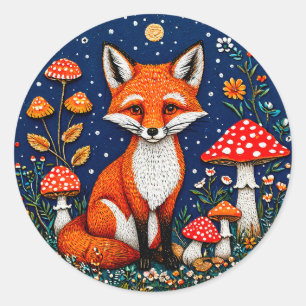 Cute cartoon fox for gifts and aesthetic décor classic round sticker