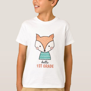Cute cartoon fox hello 1st grade T-Shirt