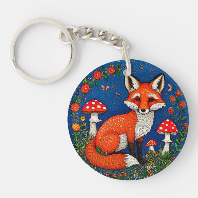 Cute cartoon fox key ring (Front)